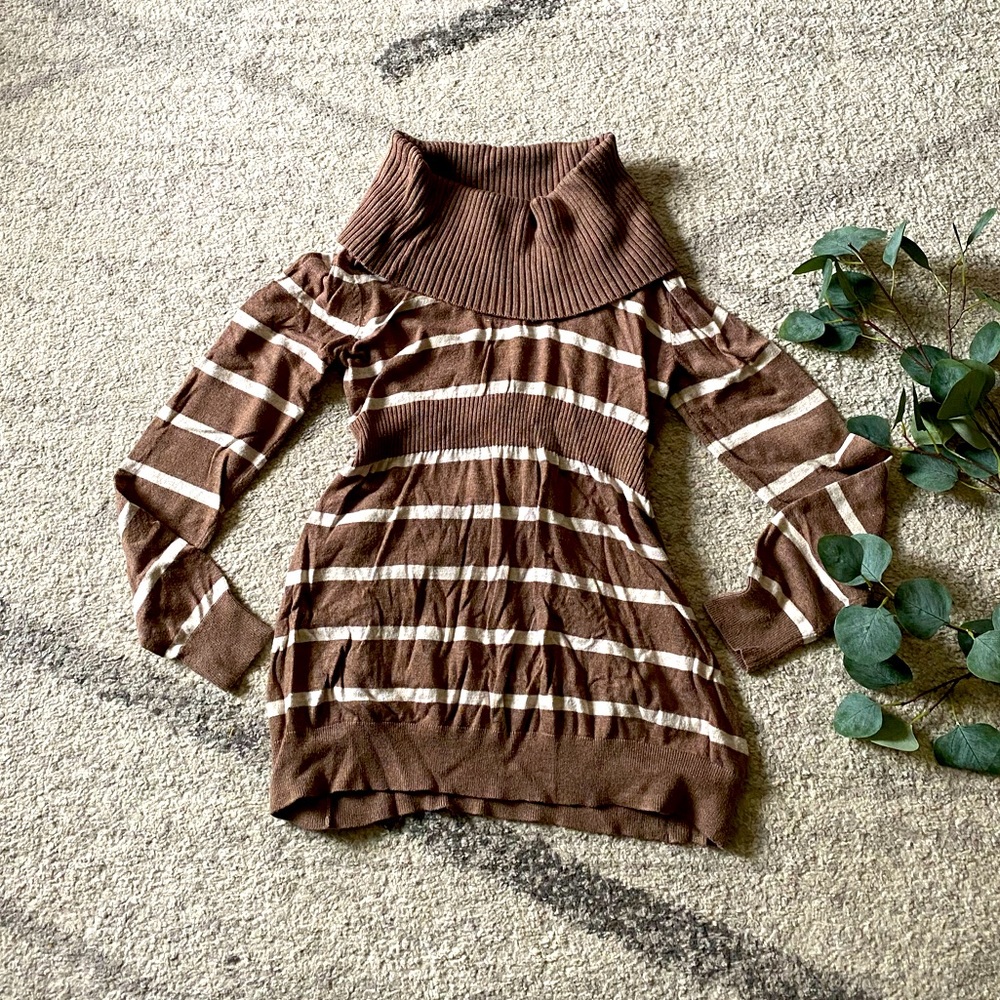 Brown Striped Maternity Sweater